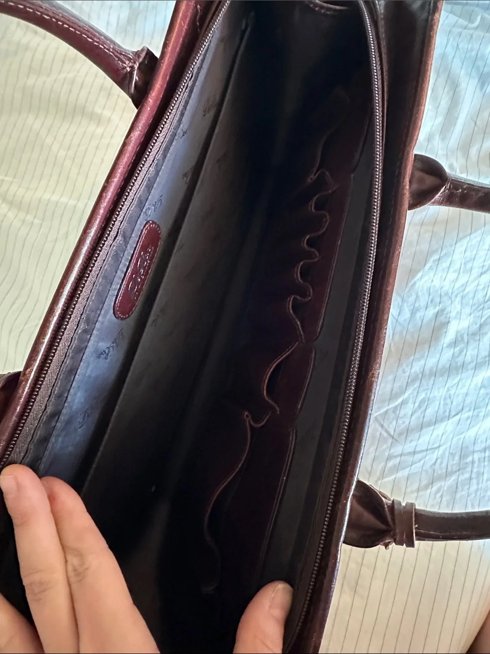Vintage DeBON Burgundy Woven Textured Leather Briefcase Laptop Bag with Strap